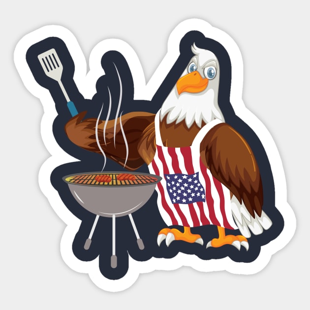 Bald Eagle 4th of July Grilling Sticker by psiloveyou